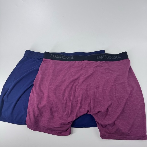 BAMBOO COOL 2 pair Men's Boxer Briefs - Navy and Pink - Picture 2 of 7